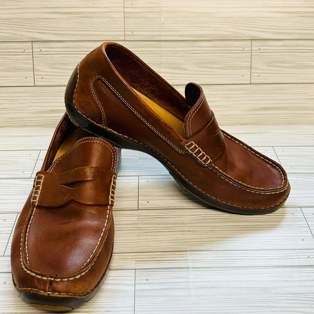 Men’s Rockport Slip On Penny Loafer Brown Leather Junction Point Shoes 11 M NH
